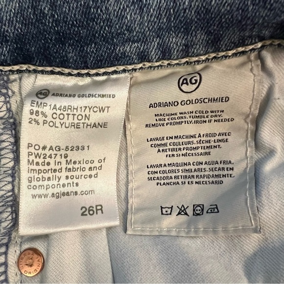 AG Adriano Goldschmied Mari Crop High Rise Slim Straight Raw Hem Destroyed 26 - Picture 7 of 7